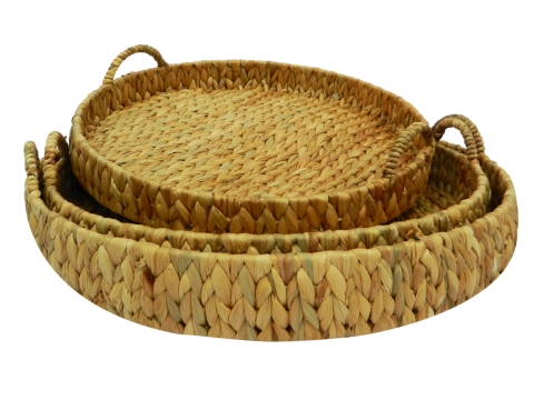 3pc round water hyacinth tray